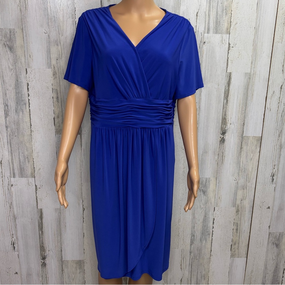 Evan‎ Picone Plus Size Royal Blue Faux Wrap Dress